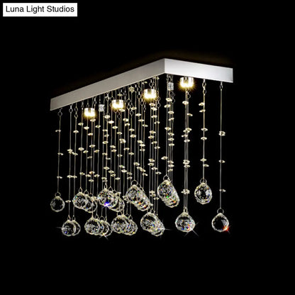 Lámpara de techo empotrada DecorBites™ Modern Crystal Ball con 4 luces para comedor - Plateada, disponible en 3 tamaños