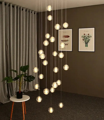 Modern crystal ball led chandelier with frosted glass globes and thin metallic cords for living room decorbites crystal ball