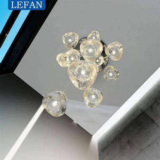 Modern Crystal Ball Pendant Light in Silver Iron