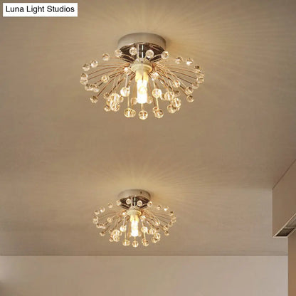 Lámpara de techo semiempotrada DecorBites™ Modern Crystal Bead Starburst para vestíbulo