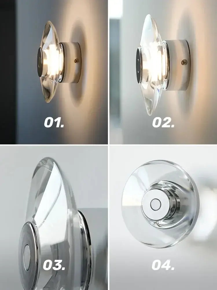 Modern crystal bedside wall lamp with clear glass and chrome base for elegant bedroom decorbites crystal bedside lighting