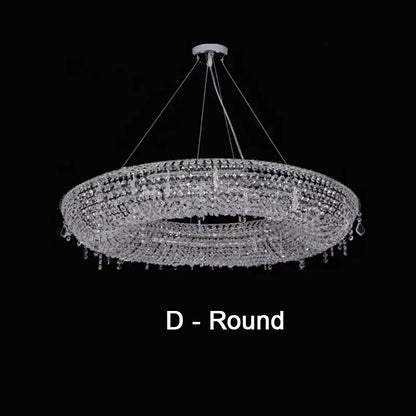 Modern crystal bird nest chandelier with clear crystals and teardrop accents for dining room pendant lighting