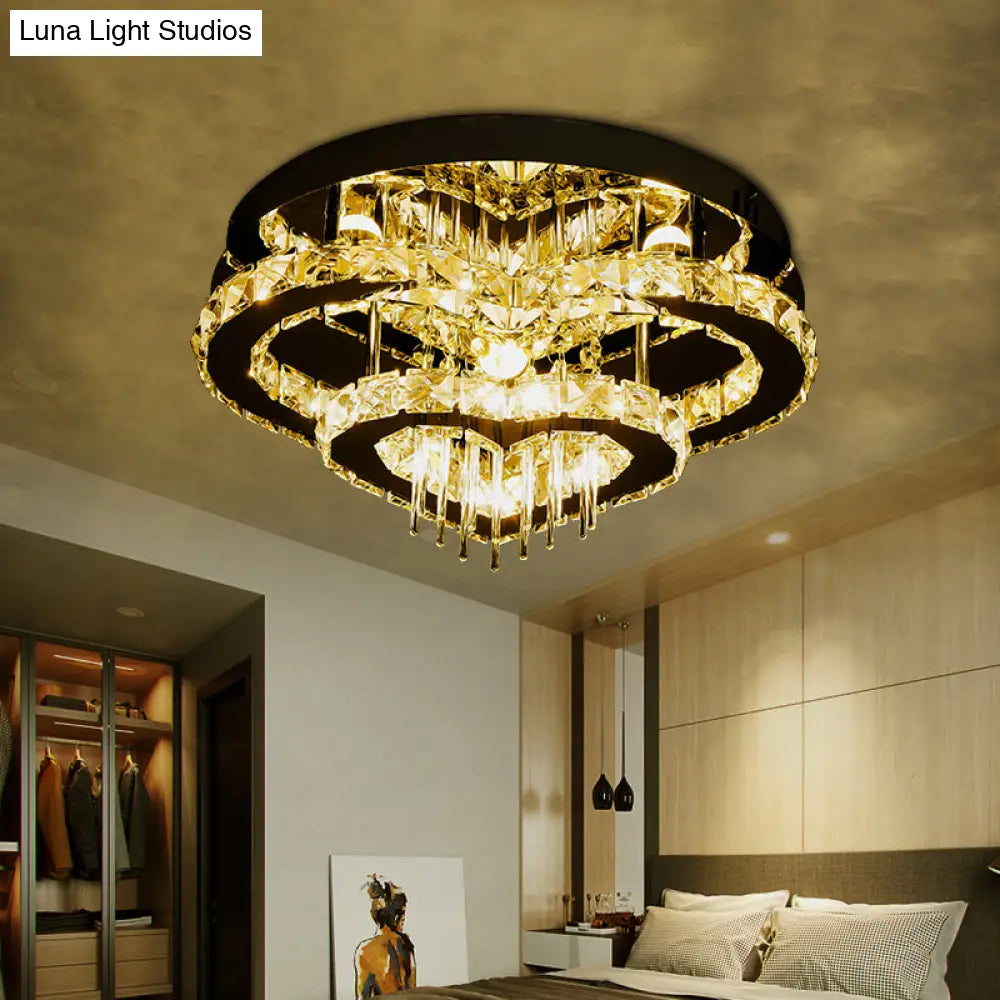 DecorBites™ DecorBites™ Modern Crystal Block and Rod Flush Mount LED Ceiling Light with Loving Heart Design