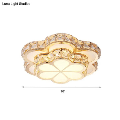 DecorBites™ DecorBites™ Modern Crystal Block Flower Flush Mount LED Ceiling Light Fixture, 10"/12"/14" W, White, Recessed/Surface Mounted