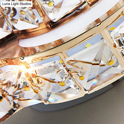 DecorBites™ DecorBites™ Modern Crystal Block Flower Flush Mount LED Ceiling Light Fixture, 10"/12"/14" W, White, Recessed/Surface Mounted