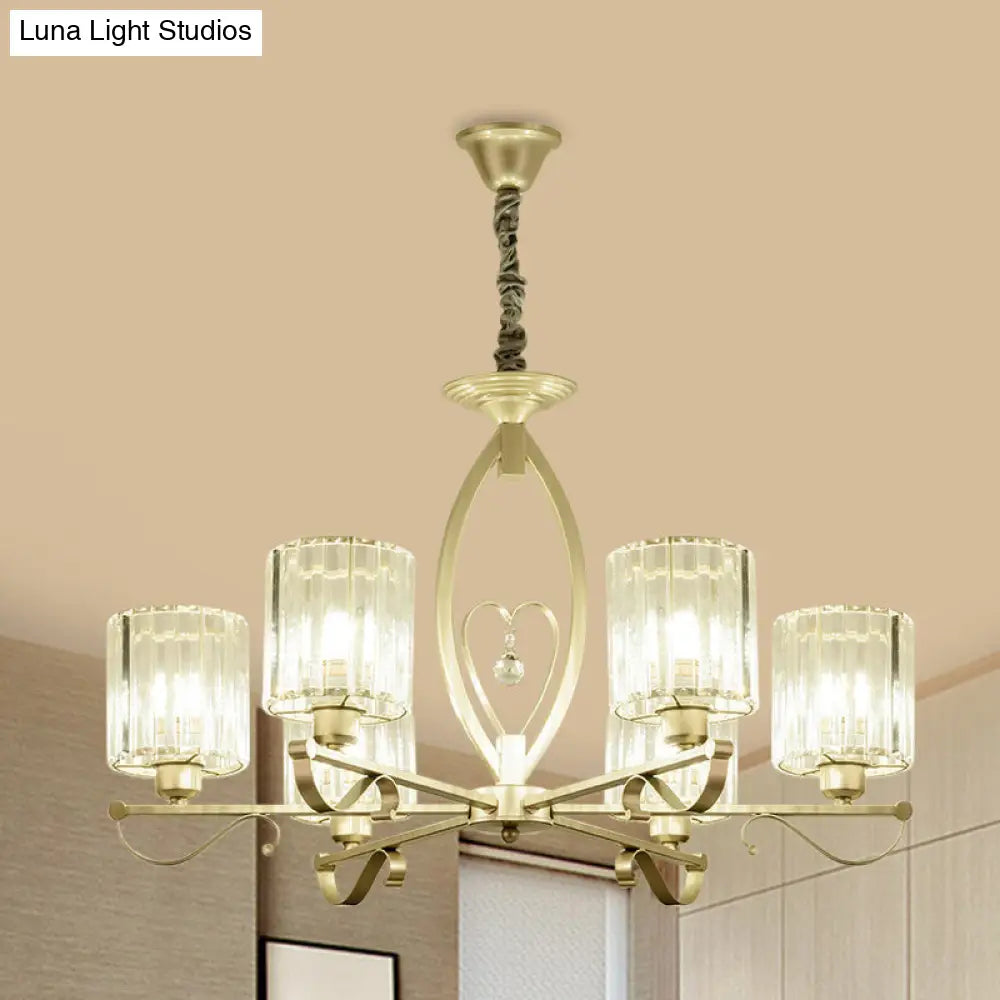 Lámpara de techo colgante moderna con bloques de cristal dorado - 3/6 luces - Ideal para sala de estar