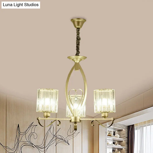 Lámpara de techo colgante moderna con bloques de cristal dorado - 3/6 luces - Ideal para sala de estar