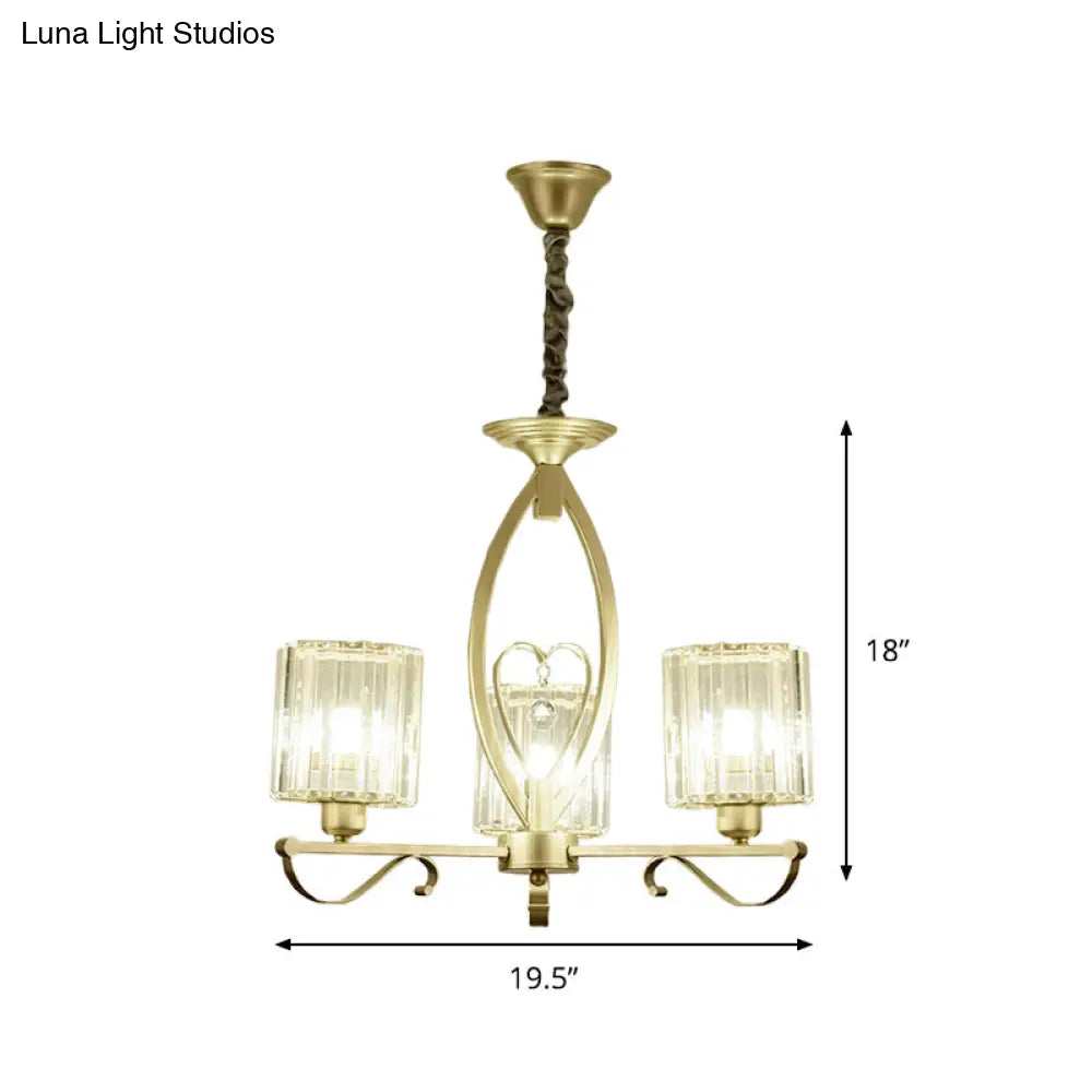 Lámpara de techo colgante moderna con bloques de cristal dorado - 3/6 luces - Ideal para sala de estar