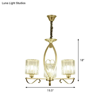 Lámpara de techo colgante moderna con bloques de cristal dorado - 3/6 luces - Ideal para sala de estar