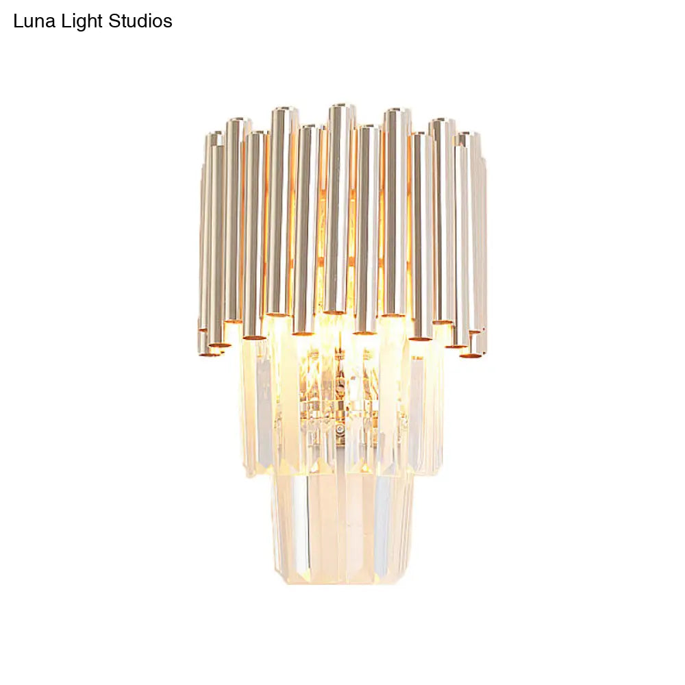 DecorBites™ DecorBites™ Modern Crystal Block Gold Sconce Light with 4 Tiered Wall-Mounted Heads for Bedroom