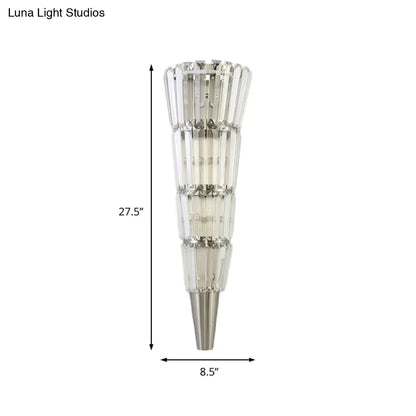 DecorBites™ DecorBites™ Modern Crystal Block Wall Light in Nickel Finish for Living Room, 6"/8.5" Width