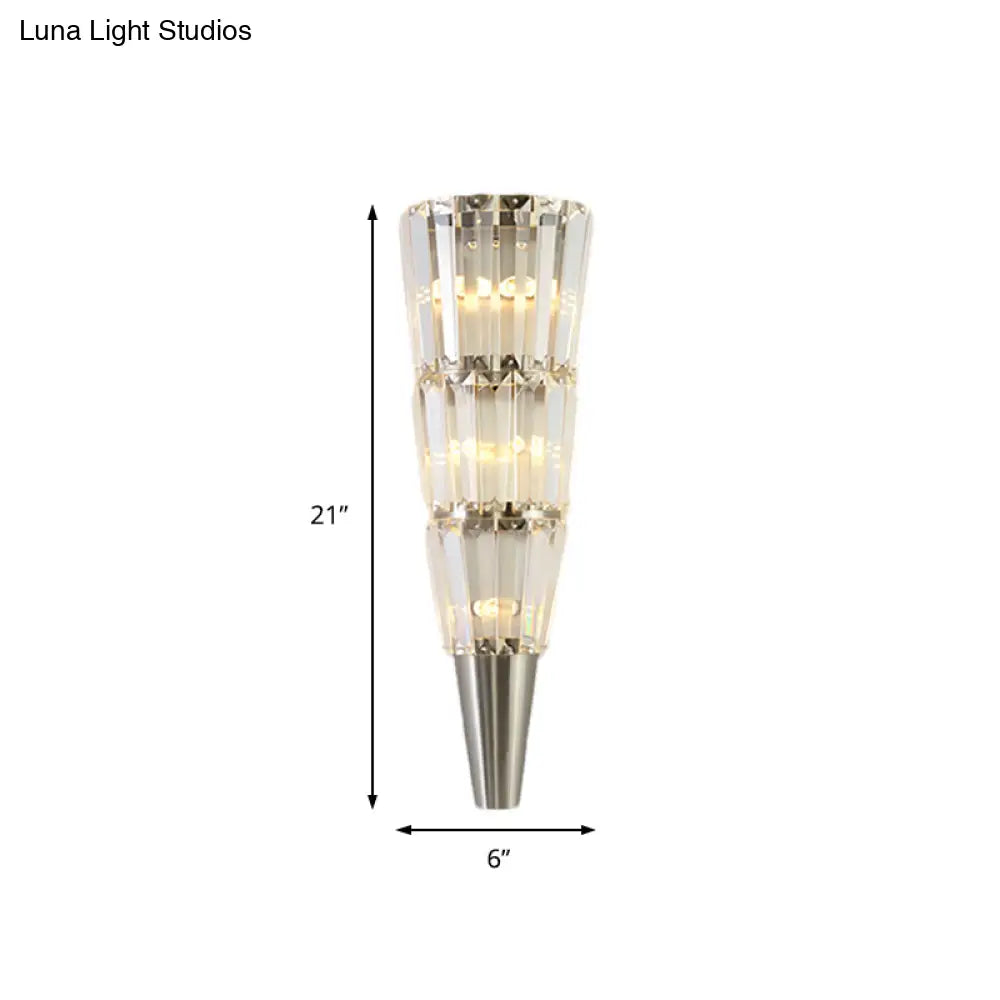 DecorBites™ DecorBites™ Modern Crystal Block Wall Light in Nickel Finish for Living Room, 6"/8.5" Width