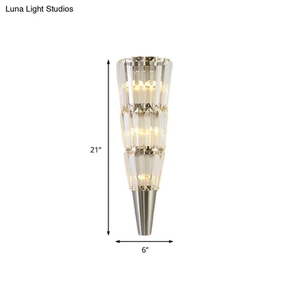 DecorBites™ DecorBites™ Modern Crystal Block Wall Light in Nickel Finish for Living Room, 6"/8.5" Width