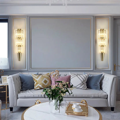 DecorBites™ DecorBites™ Modern Crystal Block Wall Light in Nickel Finish for Living Room, 6"/8.5" Width