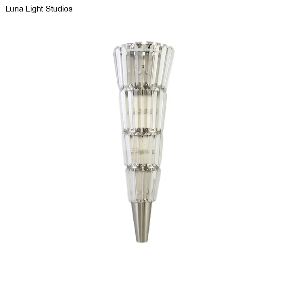 DecorBites™ DecorBites™ Modern Crystal Block Wall Light in Nickel Finish for Living Room, 6"/8.5" Width