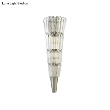 DecorBites™ DecorBites™ Modern Crystal Block Wall Light in Nickel Finish for Living Room, 6"/8.5" Width