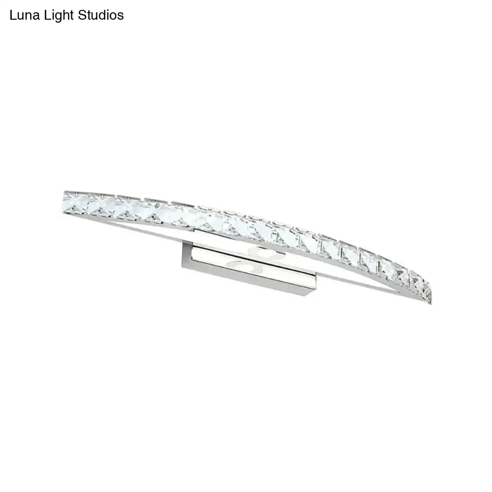 Modern crystal bow bathroom sconce with clear champagne faceted crystals and polished chrome finish product bulb lighting