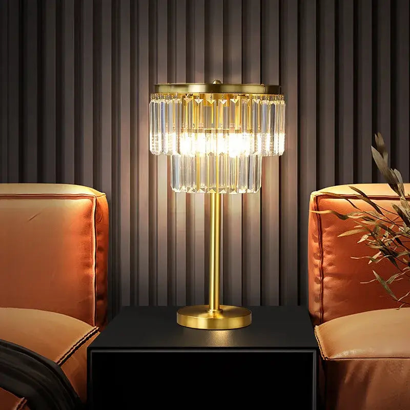 Modern crystal brass floor lamp with gold tone and cascading crystal prisms for elegant living room decorbites crystal brass