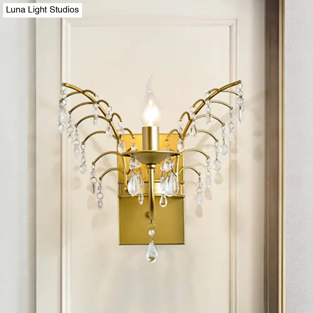 DecorBites™ DecorBites™ Modern Crystal Brass Wall Sconce with Branch Design