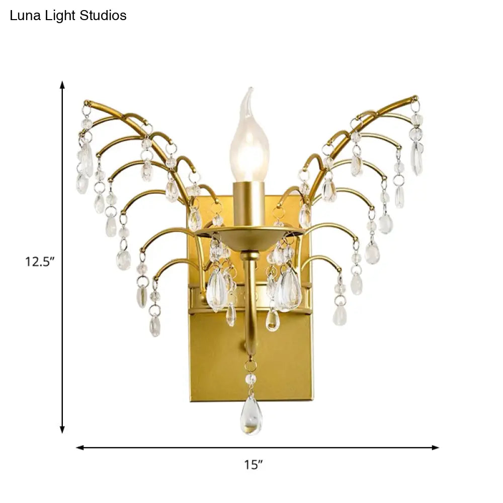 DecorBites™ DecorBites™ Modern Crystal Brass Wall Sconce with Branch Design