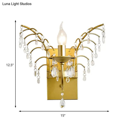 DecorBites™ DecorBites™ Modern Crystal Brass Wall Sconce with Branch Design