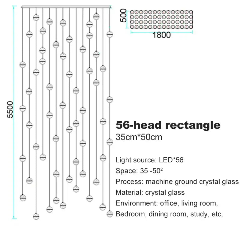 Modern crystal bubble ball pendant light with 56 machine-ground glass beads and led lights for elegant office decorbites crystal bubble