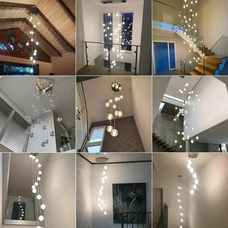 Modern spherical pendant light with clear glass orbs and warm white led lights decorbites crystal bubble ball for dining room