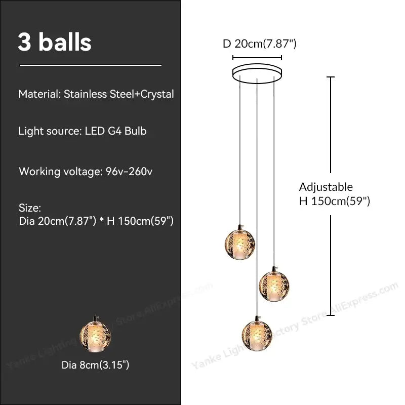 Modern crystal bubble ball pendant light with textured golden crystal finish and stainless steel fixtures for dining room decorbites crystal bubble