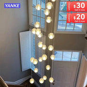 Yanke brand modern crystal bubble ball pendant light with spherical glass orbs emitting warm glow for dining room decorbites crystal bubble