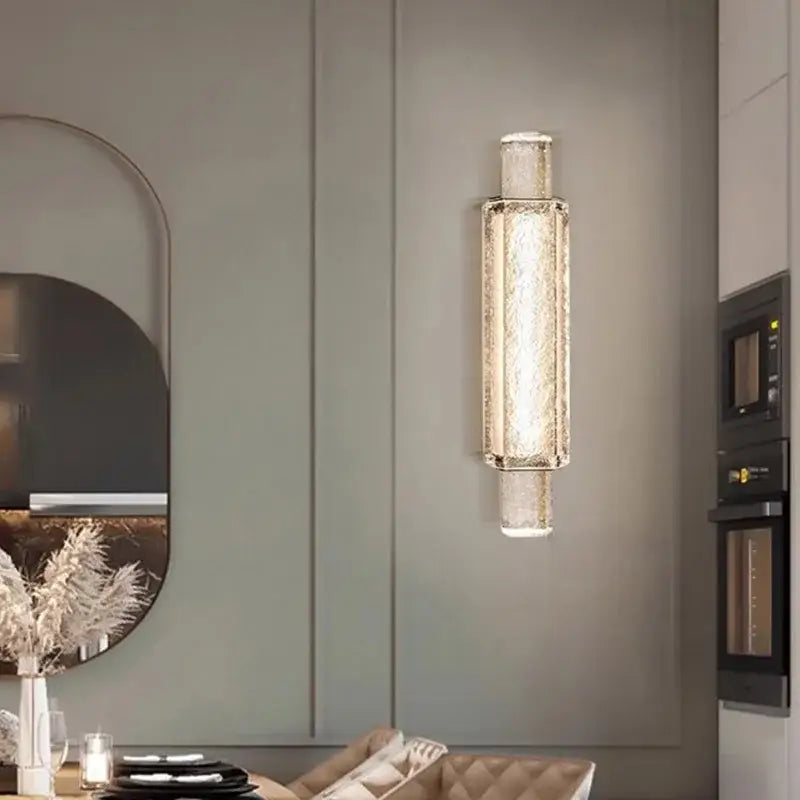 Modern crystal bubble wall lamp with textured translucent glass and metallic accents for bedroom decorbites wall lamp