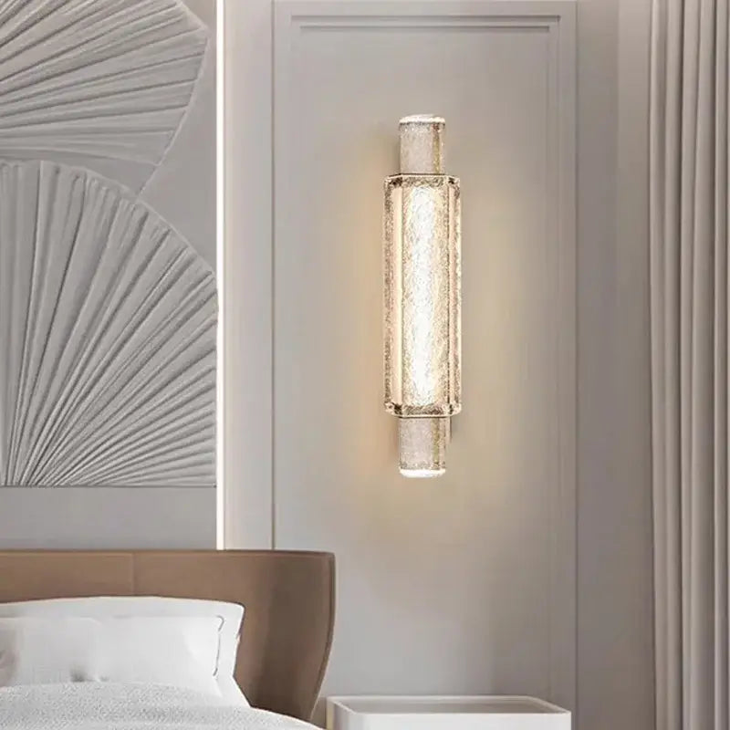 A modern crystal bubble wall lamp with textured translucent glass and metallic accents for bedroom decorbites crystal bubble wall lighting