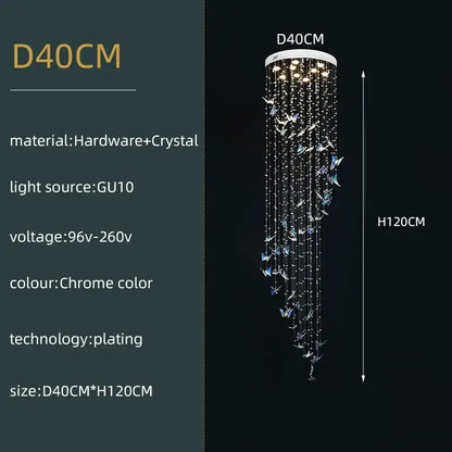 Modern crystal butterfly pendant light with chrome and blue origami birds decorbites crystals pendant light for living room