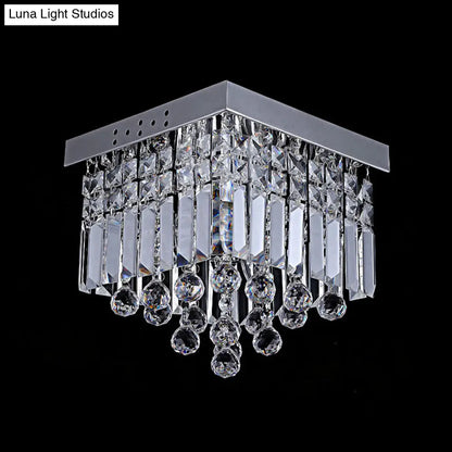 DecorBites™ DecorBites™ Modern Crystal Ceiling Mount Light Fixture with Chrome Finish - 2 Lights, Bedroom Flush Mount