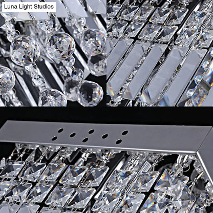 DecorBites™ DecorBites™ Modern Crystal Ceiling Mount Light Fixture with Chrome Finish - 2 Lights, Bedroom Flush Mount