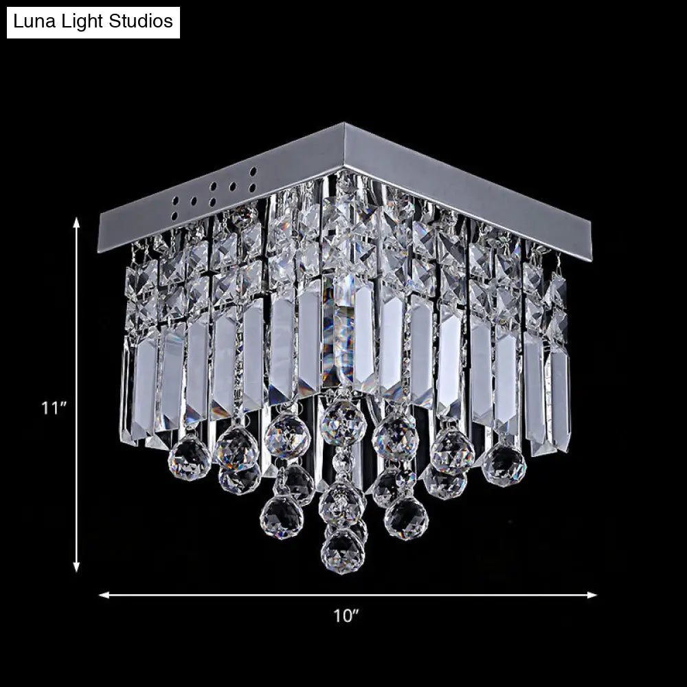 DecorBites™ DecorBites™ Modern Crystal Ceiling Mount Light Fixture with Chrome Finish - 2 Lights, Bedroom Flush Mount