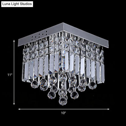 DecorBites™ DecorBites™ Modern Crystal Ceiling Mount Light Fixture with Chrome Finish - 2 Lights, Bedroom Flush Mount