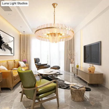 Lámpara de araña moderna de cristal - Lámpara de techo redonda de latón, 6/8 cabezales, 23,5"/31,5" de ancho