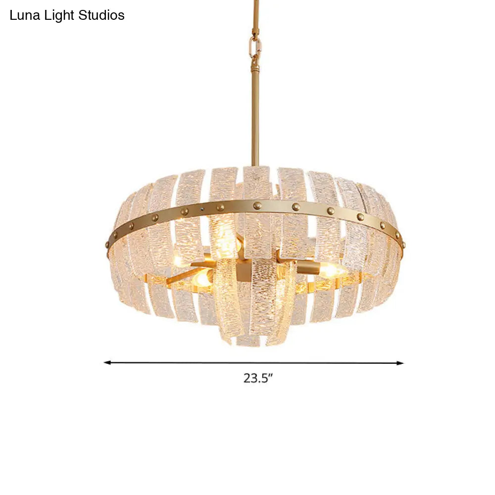 Lámpara de araña moderna de cristal - Lámpara de techo redonda de latón, 6/8 cabezales, 23,5"/31,5" de ancho