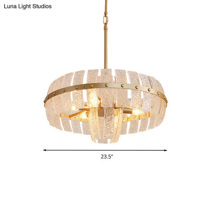 Lámpara de araña moderna de cristal - Lámpara de techo redonda de latón, 6/8 cabezales, 23,5"/31,5" de ancho