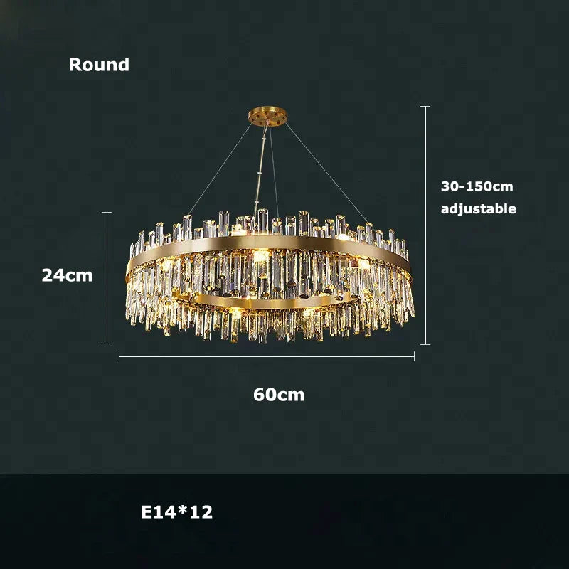 Modern Crystal Chandelier Lighting for Dining Room - 60cm / Black frame / Warm light - Chandelier