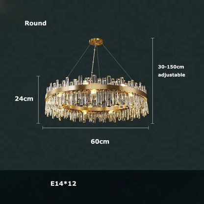 Modern Crystal Chandelier Lighting for Dining Room - 60cm / Black frame / Warm light - Chandelier