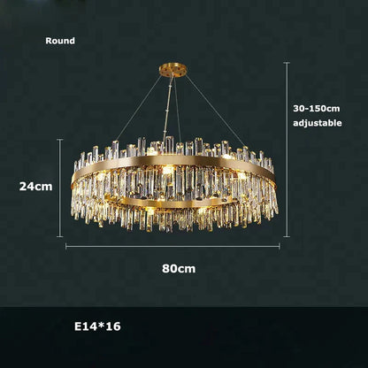 Modern Crystal Chandelier Lighting for Dining Room - 80cm / Black frame / Warm light - Chandelier