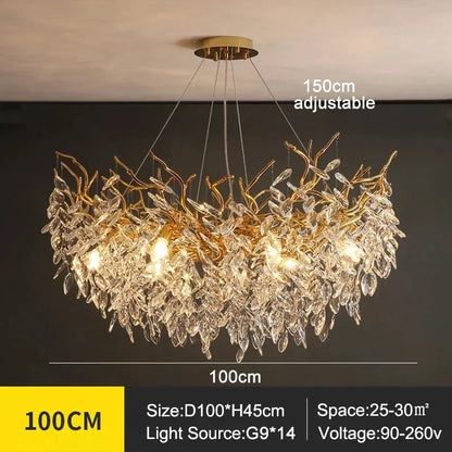 Modern Crystal Chandelier with LED Lighting - D100 H45cm Gold / white light - Chandelier