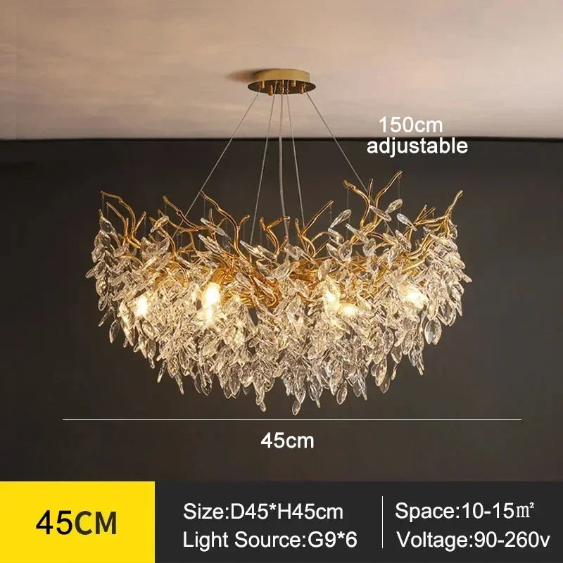Modern Crystal Chandelier with LED Lighting - D45 H45cm Gold / neutral light - Chandelier