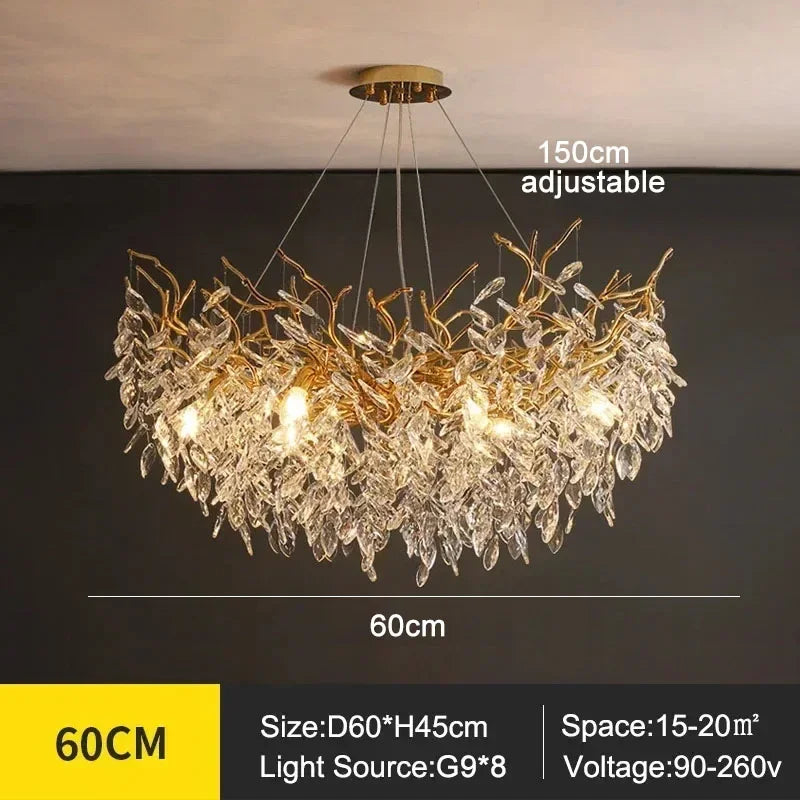 Modern Crystal Chandelier with LED Lighting - D60 H45cm Gold / white light - Chandelier