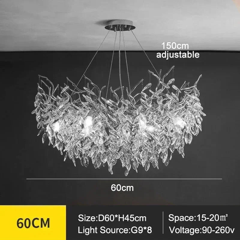 Modern Crystal Chandelier with LED Lighting - D60 H45cm Silver / neutral light - Chandelier