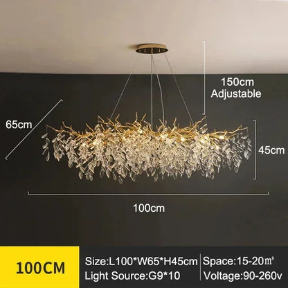 Modern Crystal Chandelier with LED Lighting - L100 H45cm Gold / neutral light - Chandelier
