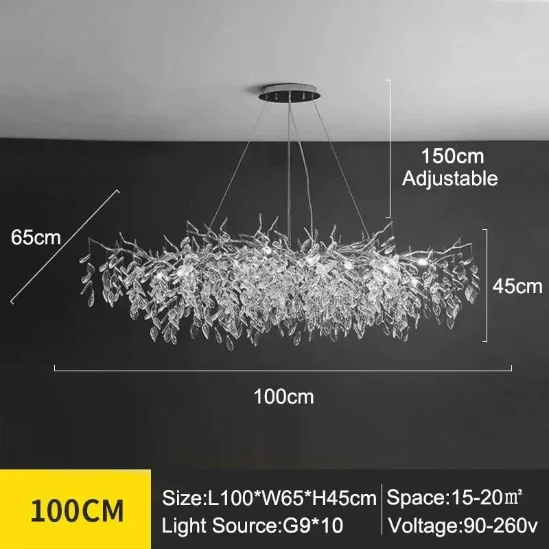 Modern Crystal Chandelier with LED Lighting - L100 H45cm Silver / white light - Chandelier