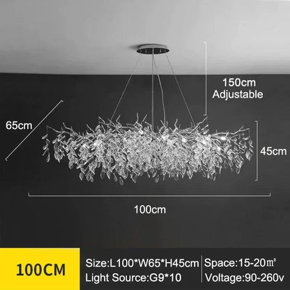 Modern Crystal Chandelier with LED Lighting - L100 H45cm Silver / white light - Chandelier