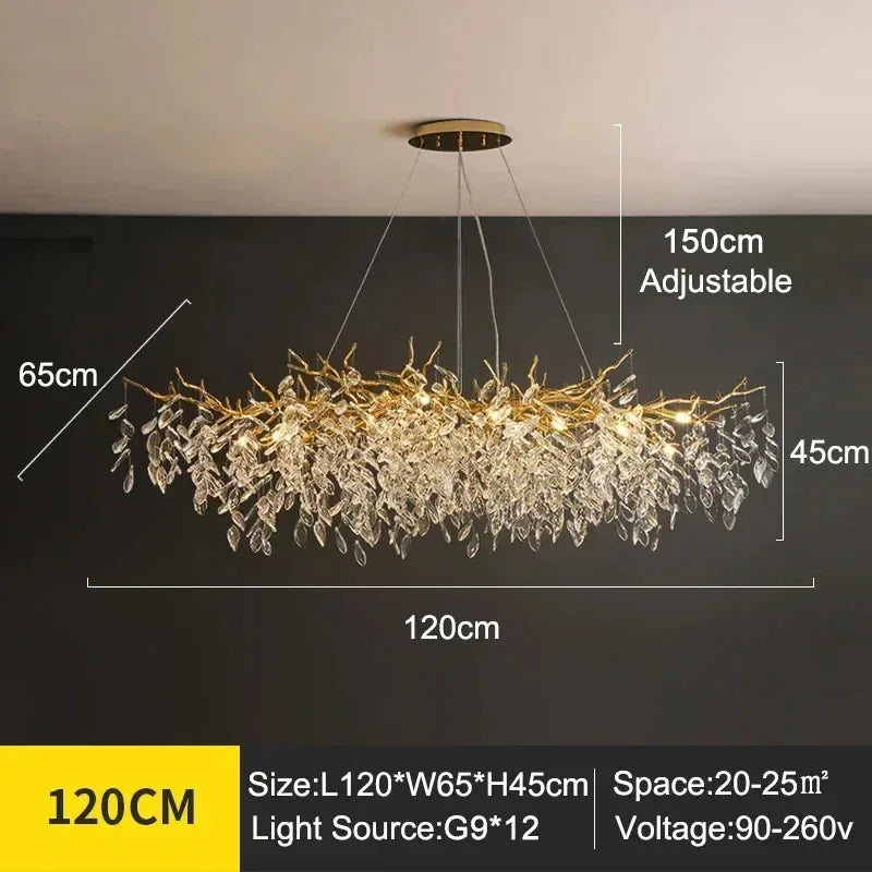 Modern Crystal Chandelier with LED Lighting - L120 H45cm Gold / white light - Chandelier